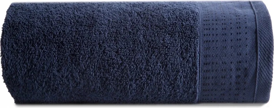 Pamut törölköző 50X90 sötétkék, dekoratív bordűrrel Eurofirany