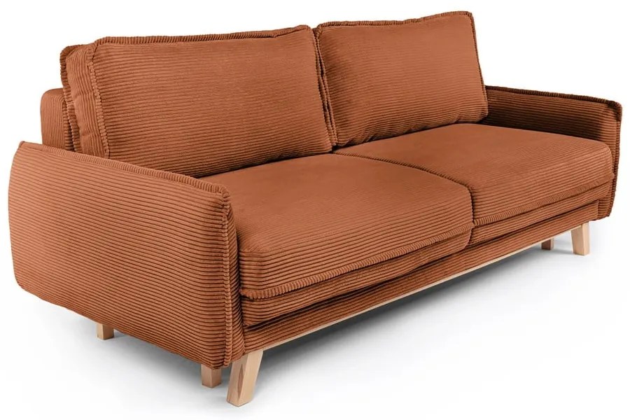 Narancssárga kordbársony kinyitható kanapé 218 cm Tori – Bonami Selection