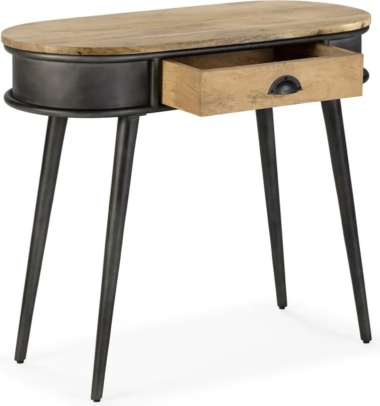 Fekete-natúr színű konzolasztal 38x90 cm Delhi – MOME