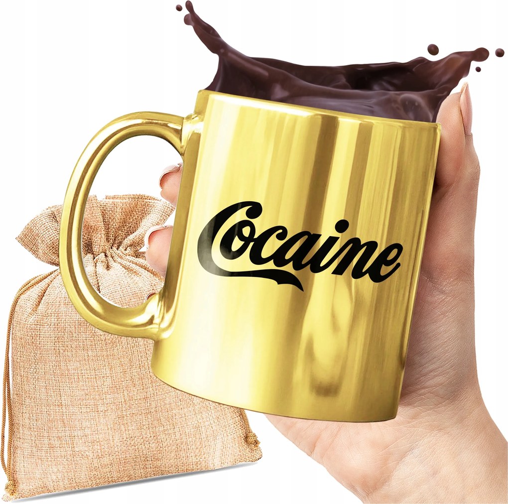 Arany Bögre Cocaine Cocacola Mintával Vicces Ajándék Bögre 330 ML