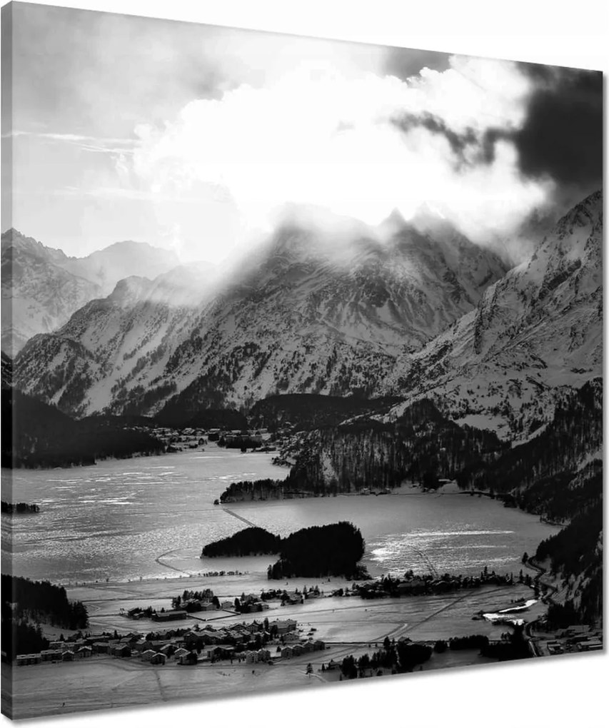 Vászonkép 50x50 Falu Sils Maria kilátás