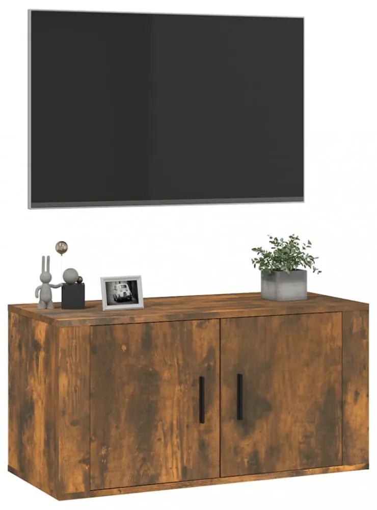 füstös tölgy színű fali TV-szekrény 80 x 34,5 x 40 cm