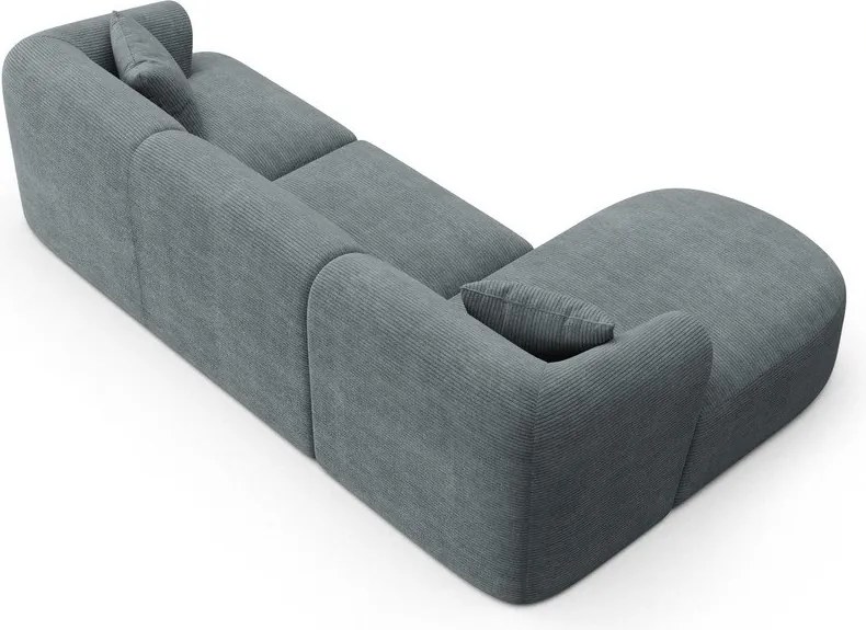 Sötétszürke kordbársony sarokkanapé (bal oldali-heverő résszel) Campi – Cosmopolitan Design