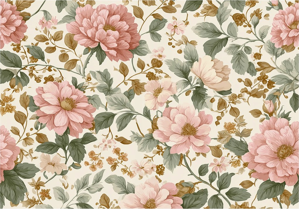 Fotótapéta Virágok Levelek Vintage Hálószoba Nappali Tapéta Flizelina 350x250