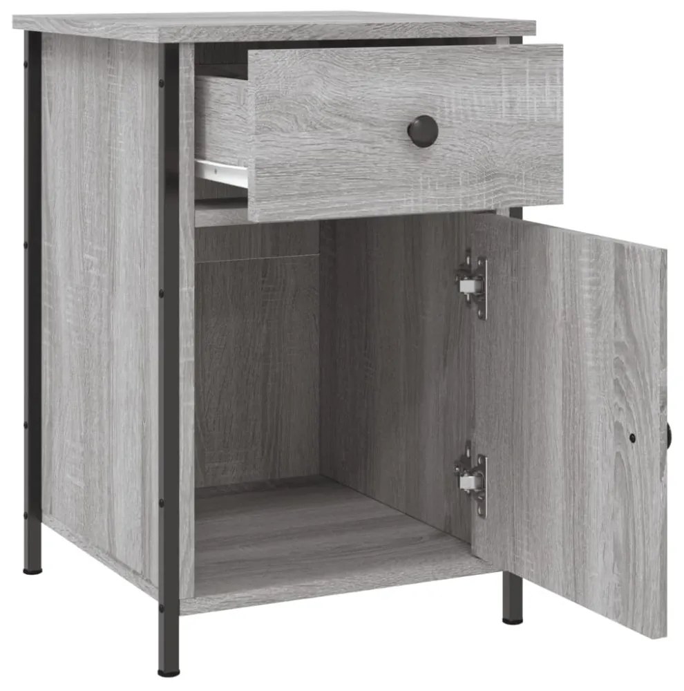 szürke sonoma színű szerelt fa éjjeliszekrény 40 x 42 x 60 cm