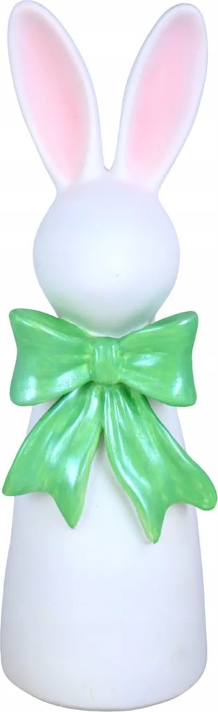 Nyuszi Figura Fehér Zöld Masnival 32 cm Húsvét