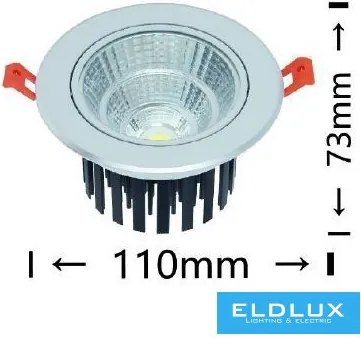 UNIVERSO LED süllyestett lámpa 12w 1080lm 4000K 24° D110x77mm Kivágás:D90mm IP20 alumínium
