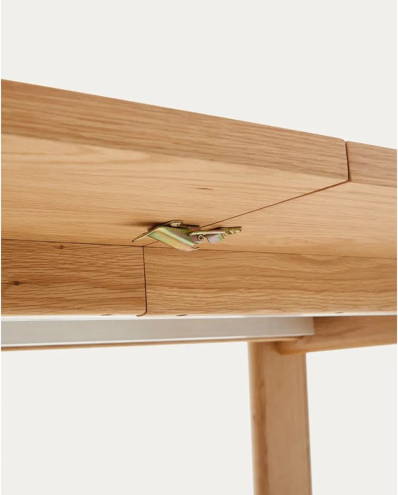 Bővíthető étkezőasztal tölgyfa dekoros asztallappal, hosszabbító asztallappal 95x200 cm Arlen – Kave Home