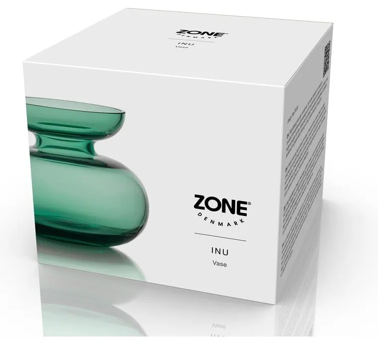 Zöld kézzel készített üveg váza (magasság 9 cm) Inu – Zone