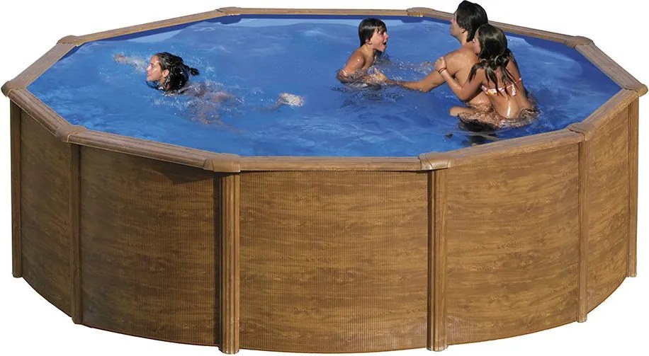 GRE KIT WOOD kerek fémfalas családi medence szett 4,6 x 1,2 m
