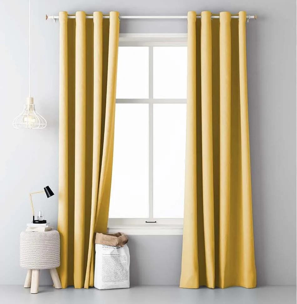 Egyszínű függöny gyűrűs függesztéssel sárga színben 140 x 250 cm 140x250