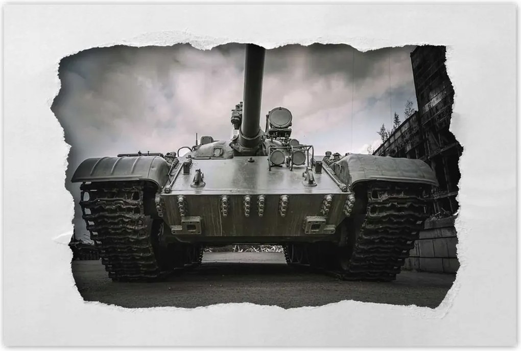 Poszterek 60x40 Régi tank a háttérben törmelék