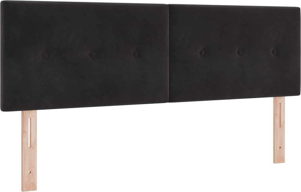 vidaXL LED ágytámla LED -es lámpákkal Fekete 144 cm Poliészter