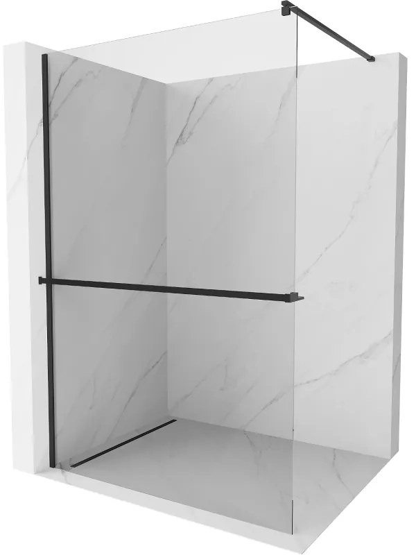 Mexen Kioto+ zuhanyfal polccal Walk-in 100 x 200 cm, átlátszó, fekete - 800-100-121-70-00
