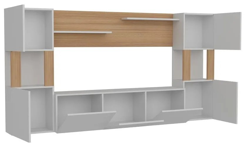 TV szekrény Lore - White, Teak