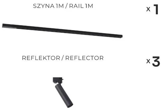 Zuma Line 3558 - LULU sínrendszerű irányítható spotlámpa 3xGU10/35W/230V fekete