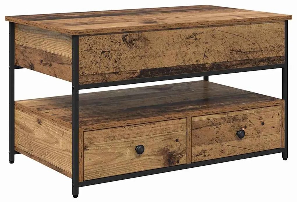 vidaXL Dohányzóasztal fiókkal Öreg fa 85 x 50 x 50 cm Faanyag