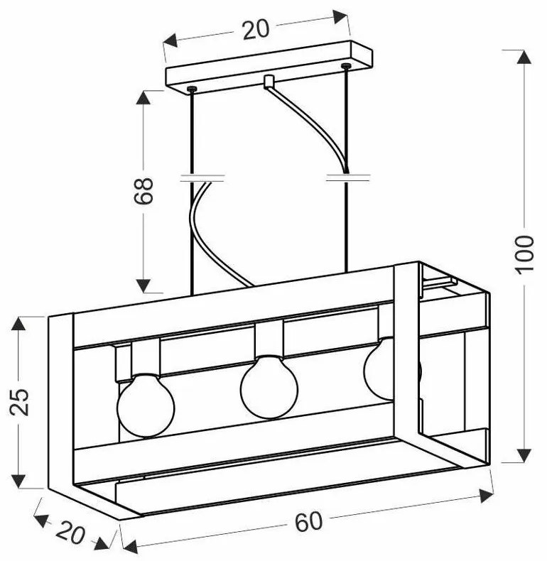 Fekete függőlámpa 20x60 cm Varna – Candellux Lighting