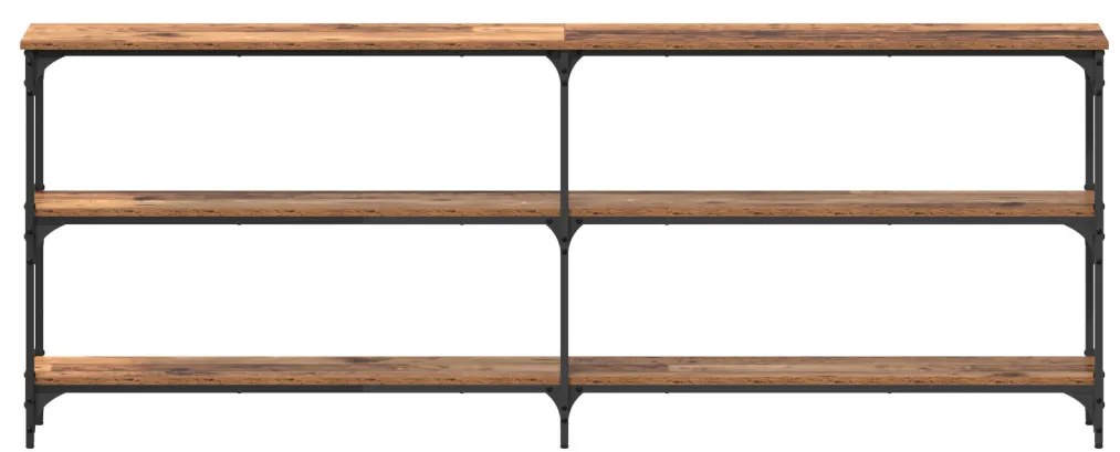 Konsole asztal Régi fa 200x29x75 cm Műgyanta fafából