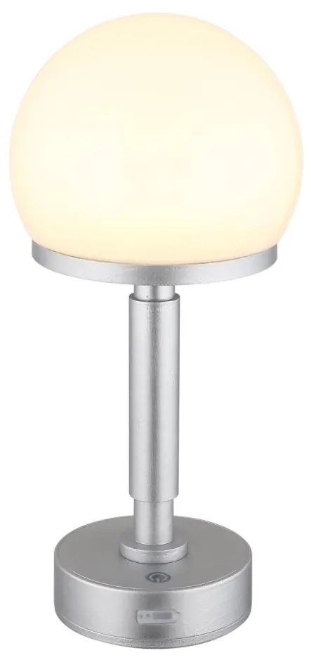 Globo Globo 21034SI - LED Újratölthető érintős asztali lámpa HAKU LED/2,5W/5V 2800K ezüst GL7931