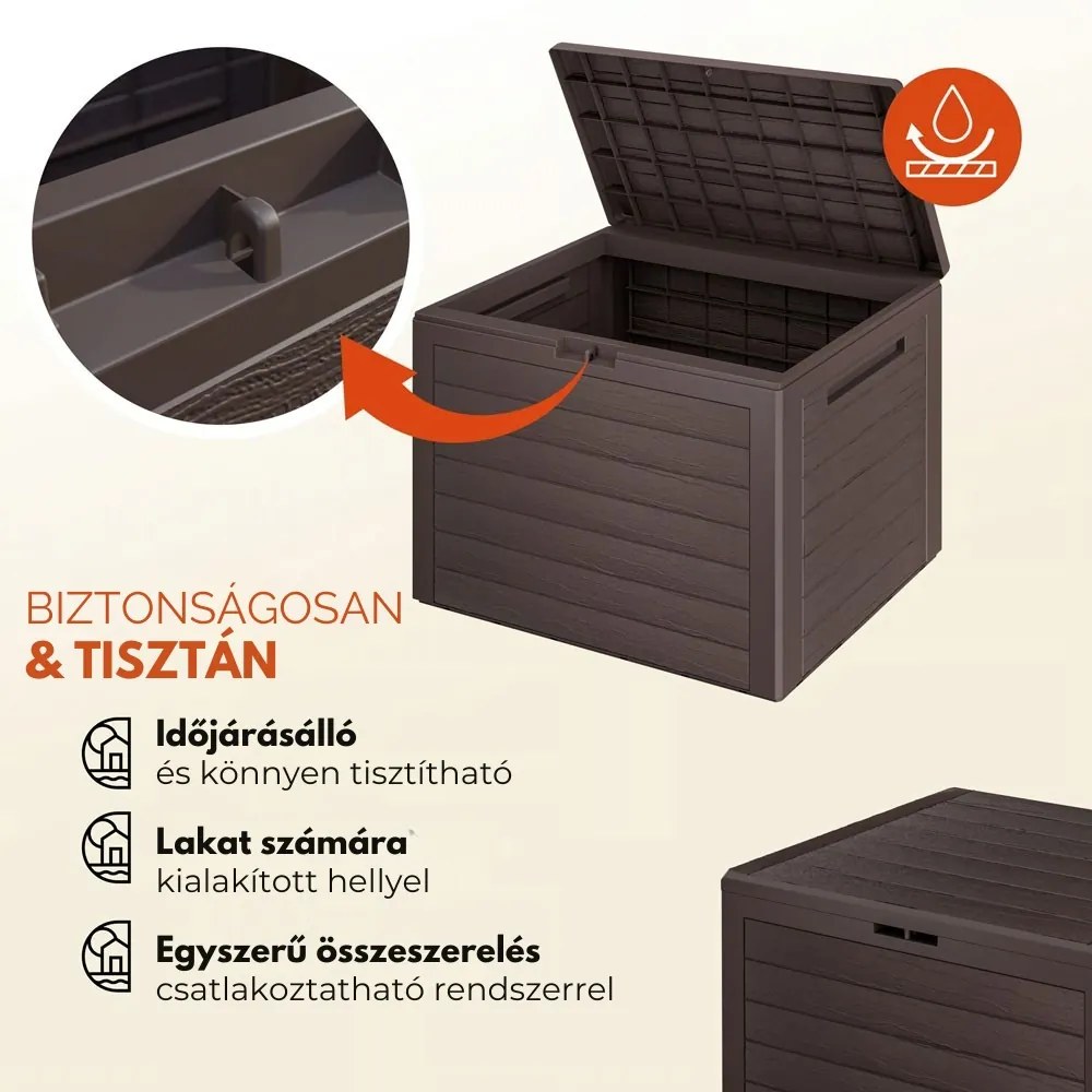 WOODEBOX tárolódoboz, 190L, 78x44x55cm, sötétbarna Prosperplast