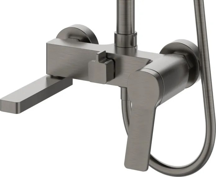 Caldo Freddo Zuhanyrendszer - CSAPTELEPPEL - szögletes - fejzuhany, zuhanyfej, gégecső - GUNMETAL