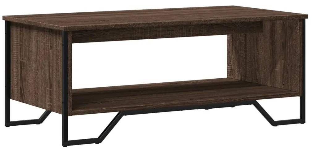 Barna tölgyszínű szerelt fa dohányzóasztal 100 x 51 x 40 cm
