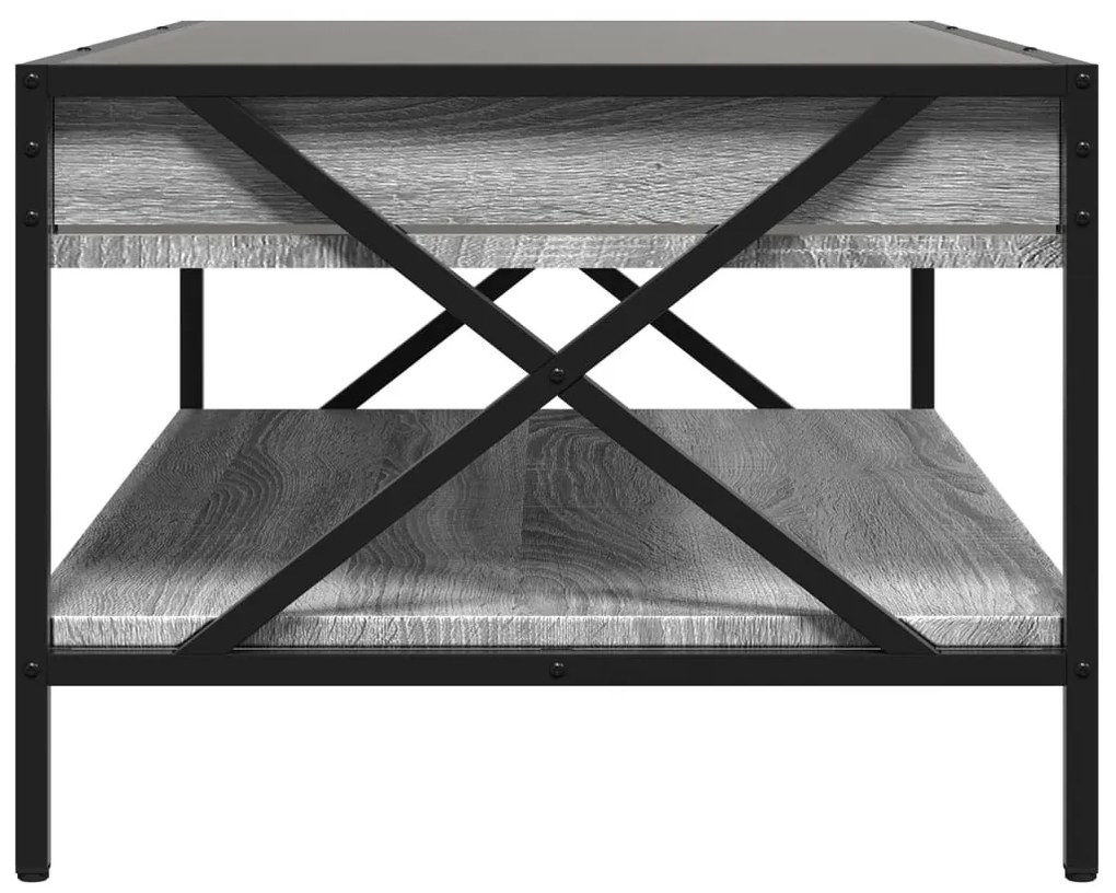 szürke sonoma végtelen hatású LED-es dohányzóasztal 90x50x38 cm
