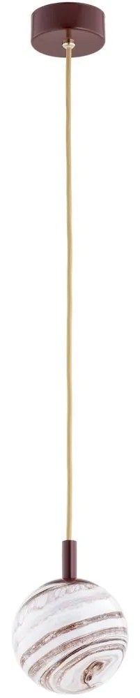 Argon 8452 - Csillár zsinóron ALMIROS 1xE14/7W/230V átm. 12 cm alabástrom barna/arany