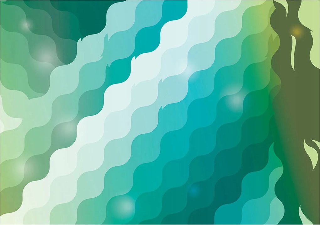 Fotótapéta Zöld-türkiz hullámok vinil absztrakt 254x184 +ragasztó