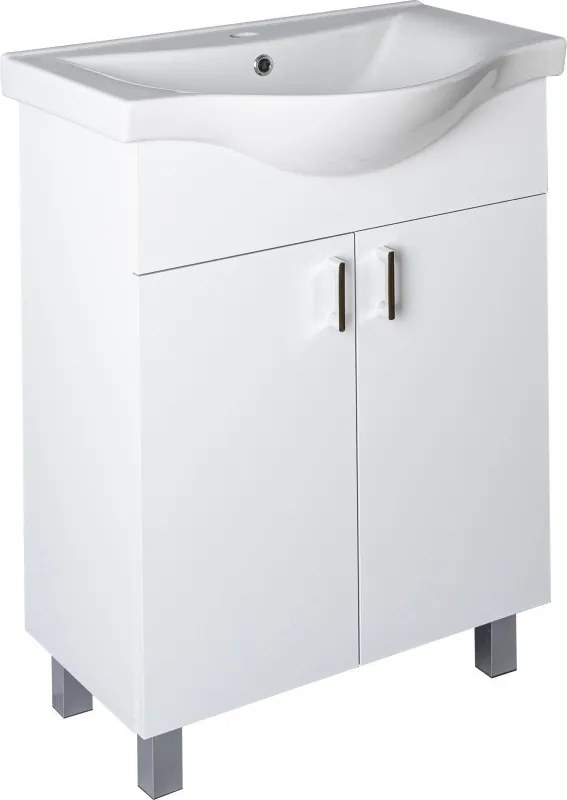 VivaStyle EKONOMIK 65 lábon álló 2 ajtós fürdőszobabútor Sanovit ALBATROS 10065 mosdóval 64,5x46,5