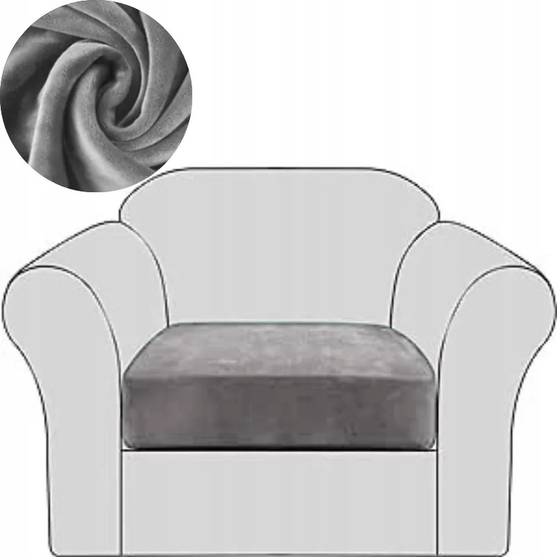 Kanapé Huzat Fotel Ülőgarnitúra Háttámla Kanapé Velúr Plüss Sötétszürke