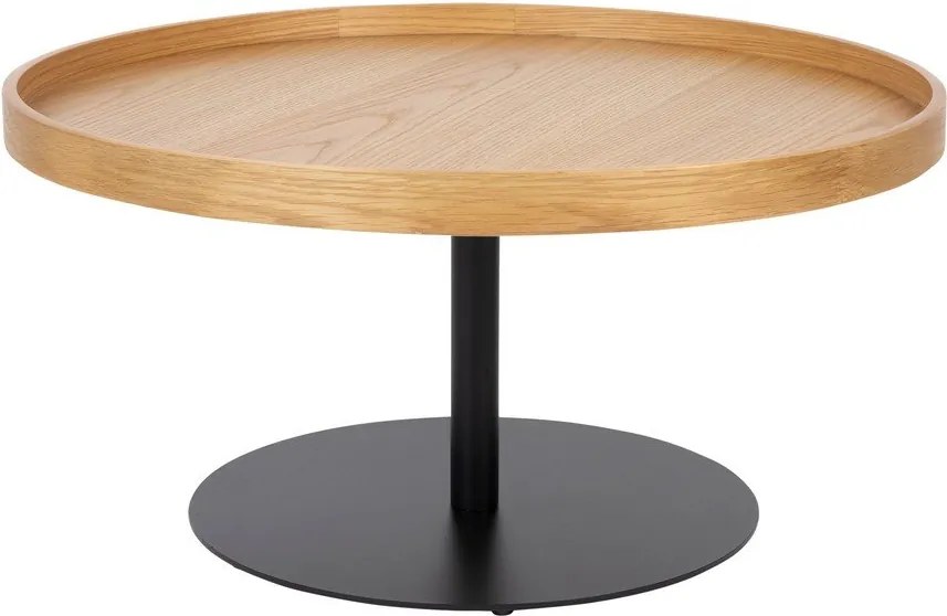 Natúr színű kerek dohányzóasztal tölgyfa dekoros asztallappal ø 70 cm Yuri L – White Label