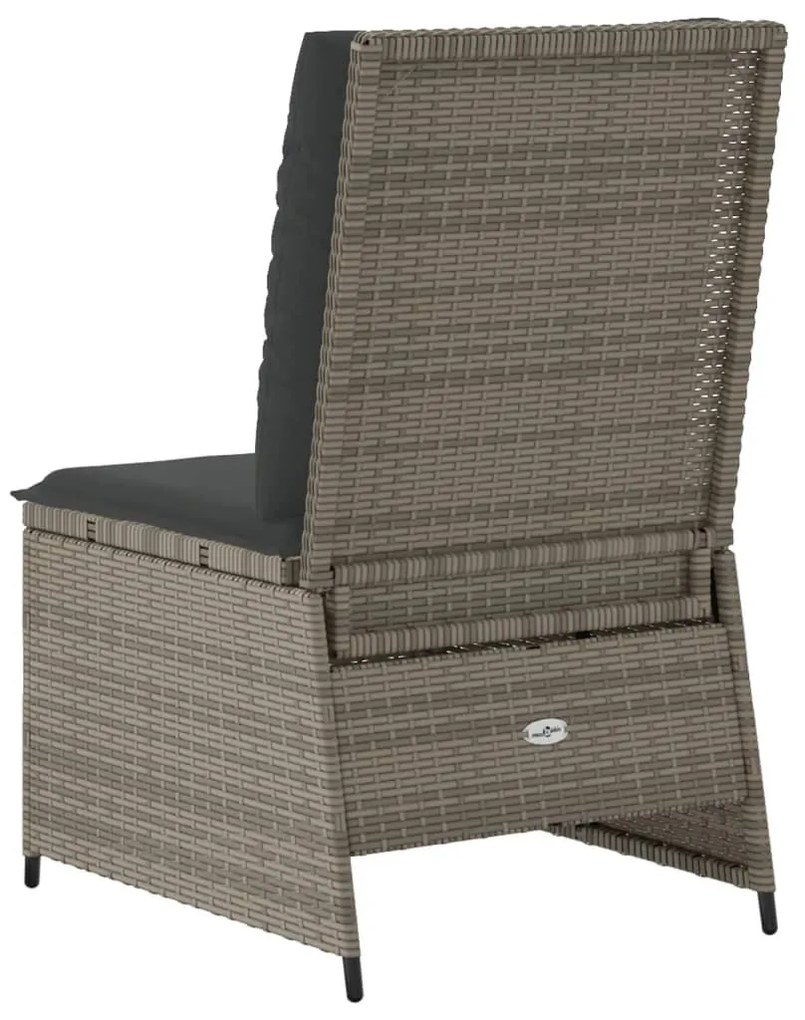 szürke polyrattan dönthető kerti kanapé párnákkal