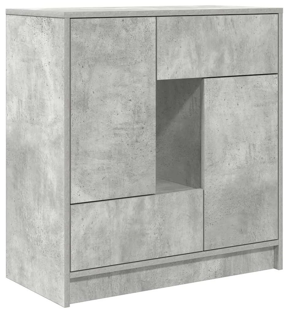 betonszürke komód fiókokkal és ajtókkal 70,5x34x74,5 cm