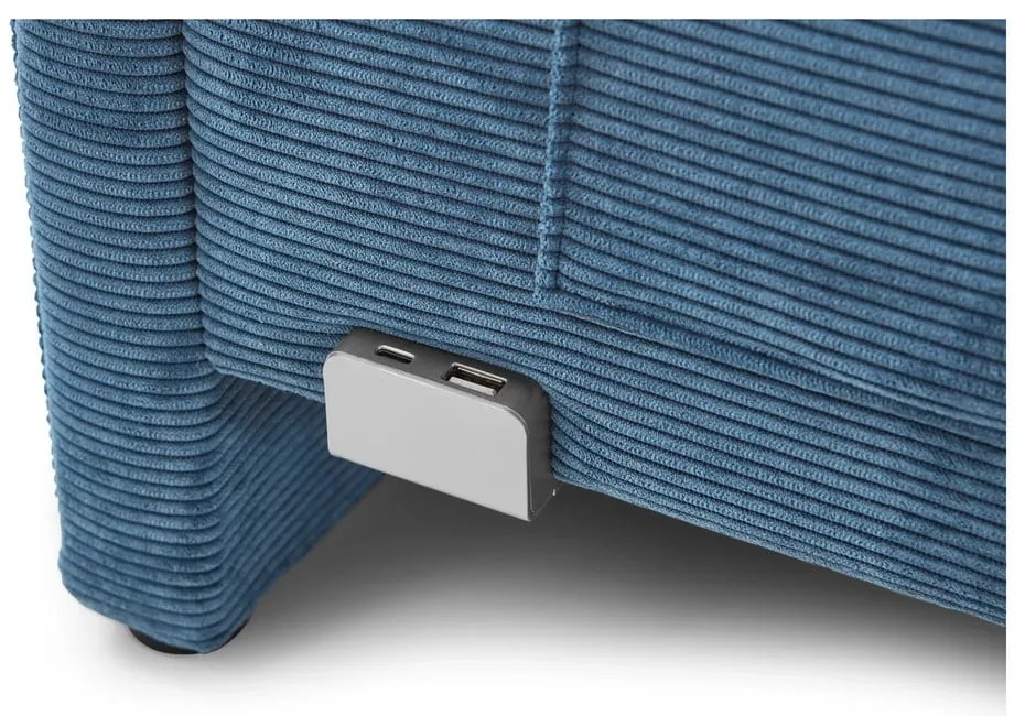 Kék kárpitozott ágyneműtartós sarok gyerekágy ágyráccsal 120x200 cm Cool – Meise Möbel