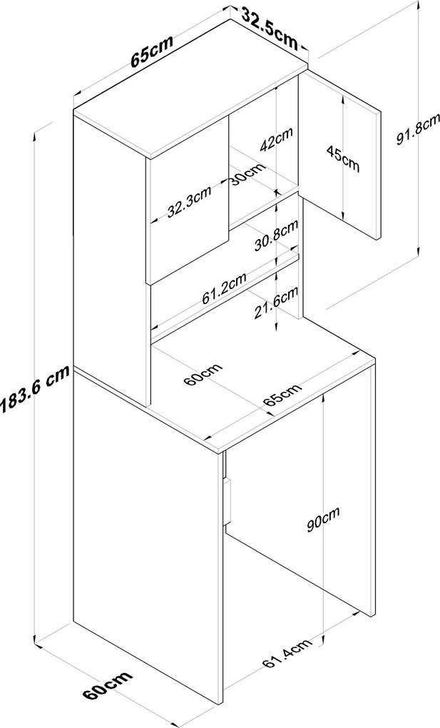 Mosógépszekrény kd101 - 1950 - diós