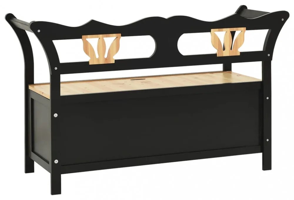 fekete tömör fenyőfa pad 107 x 45 x 75,5 cm