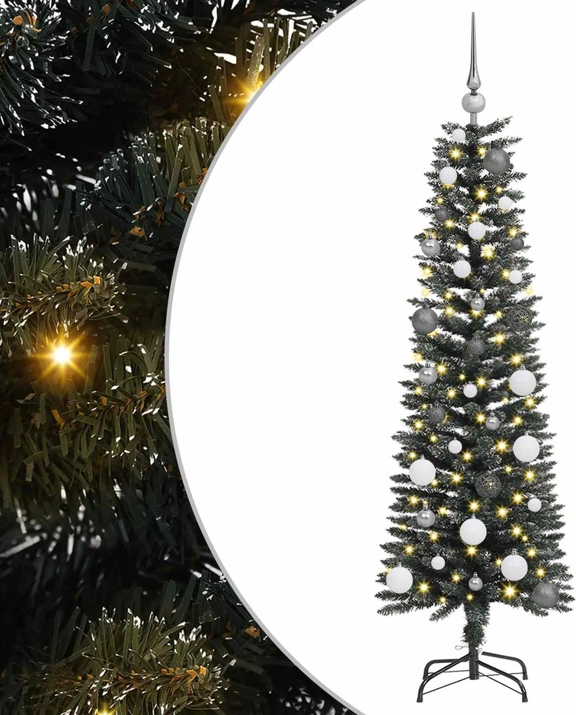 vidaXL Mű karácsonyfa 150 LED-del Zöld 150 cm PVC és Műanyag és Acél