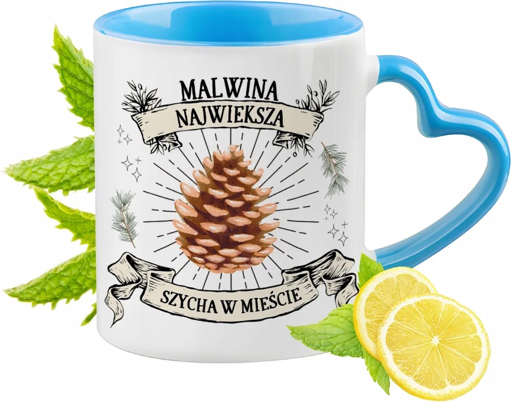 Malvina Kék Bögre Szív Alakú Füllel Kávé Ajándék