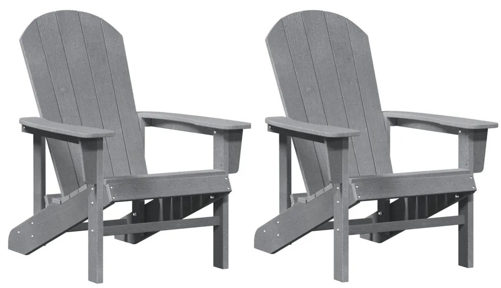 Adirondack székek 2 db Világosszürke 74x82x90 cm HDPE
