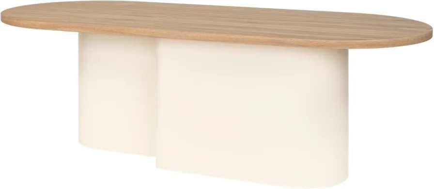 Bézs dohányzóasztal tölgyfa dekoros asztallappal 50x115 cm Looi – noo.ma