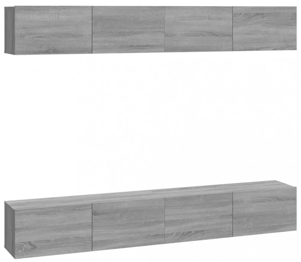 4 db szürke sonoma színű fali TV-szekrény 100 x 30 x 30 cm
