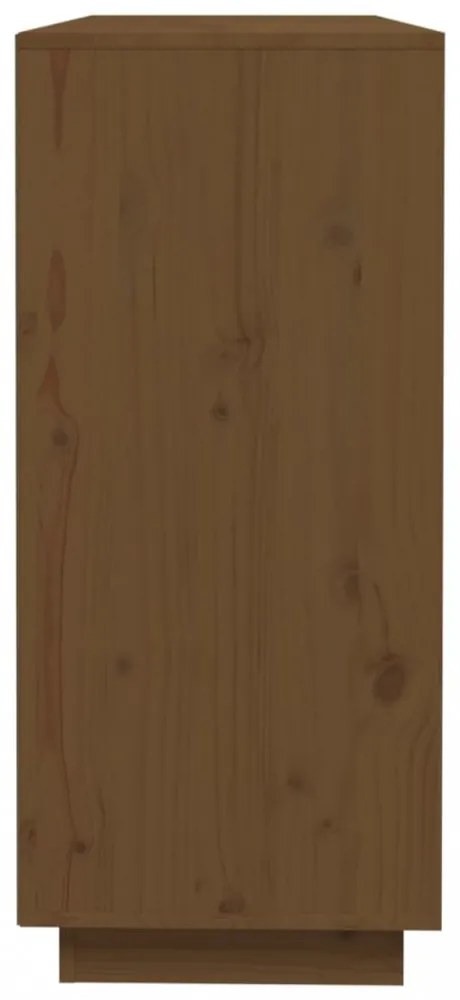 mézbarna tömör fenyőfa tálalószekrény 110,5x35x80 cm