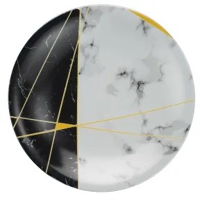 24 részes étkészlet fekete/fehér/arany/porcelán