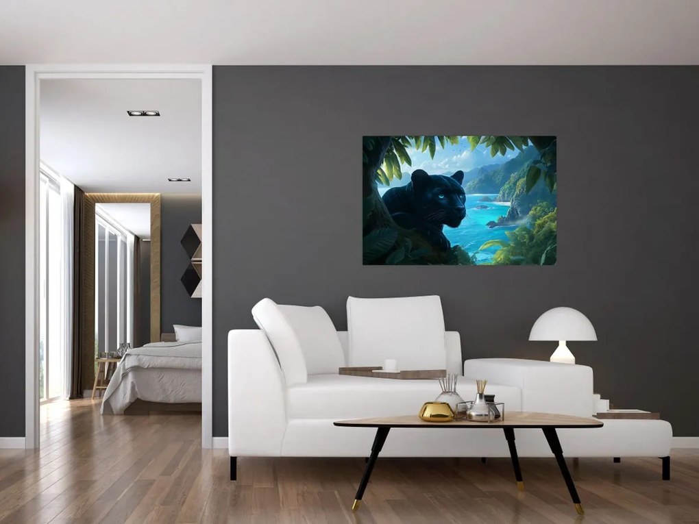 Kép - Fekete párduc a dzsungelben (90x60 cm)