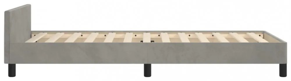 világosszürke bársony ágykeret matrac nélkül 100x200 cm