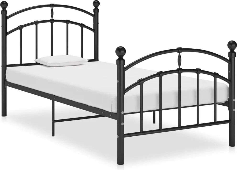 vidaXL fekete fém ágykeret 100 x 200 cm