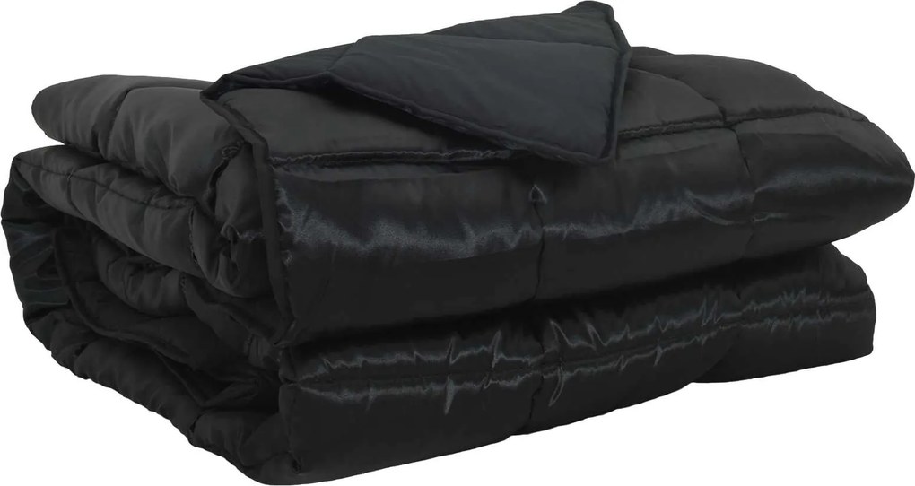 vidaXL Teljes éves takaró Fekete 200 x 140 cm Satin és Mikroszálas