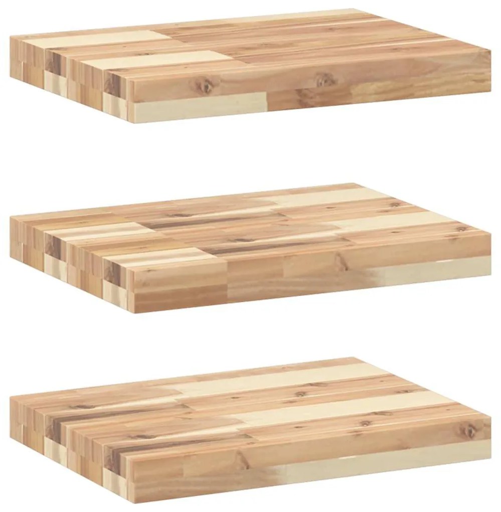 3 db kezeletlen tömör akácfa függőpolc 40 x 30 x 4 cm